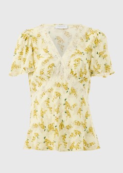 FLORAL LACE TRIM TEA TO YELLOW £20 (2)