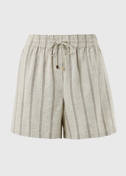 LINEN SHORT STRIPE OATMEA £16