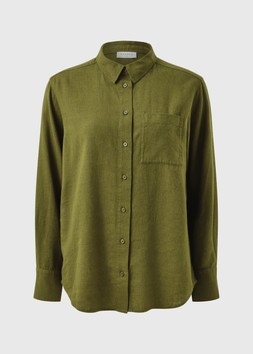 LS LINEN RICH SHIRT OLIVE £20