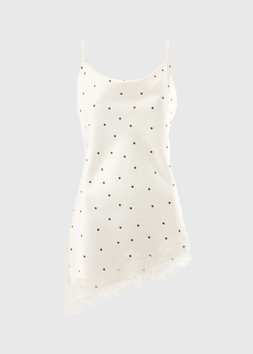 SPOT SATIN LACE TRIM VES CREAM £16