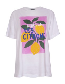 White Cotton Lemon Print Oversized T-Shirt £14.99