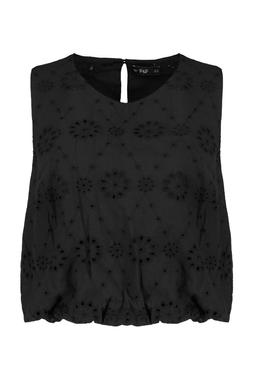 Black Broderie Sleeveless Co Ord Blouse