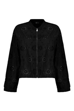 Black Broderie Co Ord Bomber
