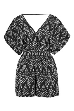 Black White Embroidered Playsuit