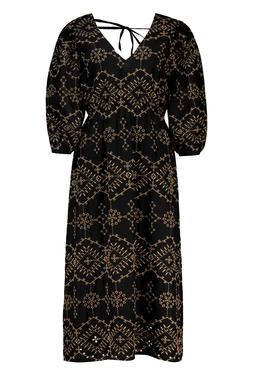Black Neutral Broderie Midi Dress