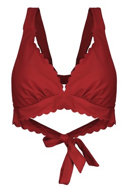 Red Scallop Bikini Top