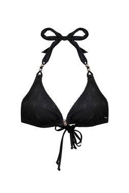 Black Crochet Triangle Bikini Top