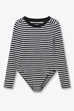 Rib Crew Neck Stripe Bodysuit