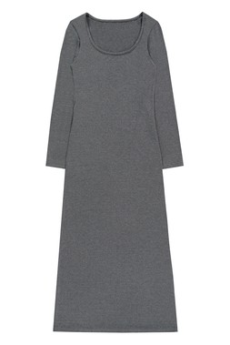Charcoal Grey Scoop Midi Dress