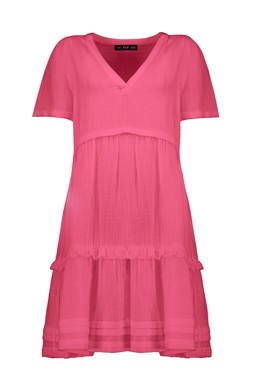 Pink Tiered Double Cloth Mini Dress