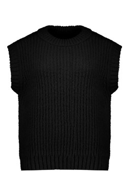Black Half Cardigan Knit