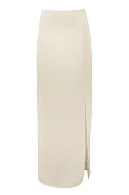 Ivory Satin Midi Skirt