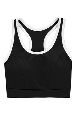 Black Contrast Panel Crop Top