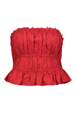 Red Cotton Bandeau Blouse