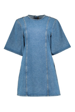 Blue Short Sleeve Denim Mini Dress