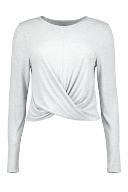 Grey Marl Crossover Top