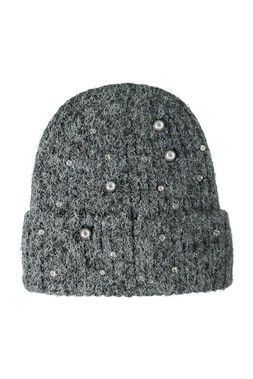Charcoal Grey Pearl Beanie Hat