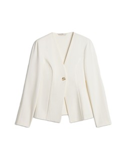 Cream Ponte Cinch Gold Button Jacket