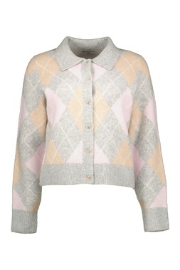 Pink Argyle Mini Collar Button Cardigan