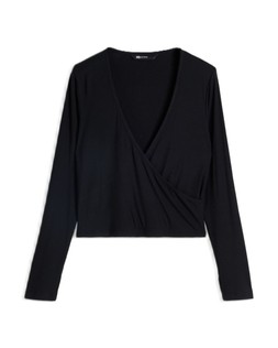 Black Studio Yoga Wrap Top