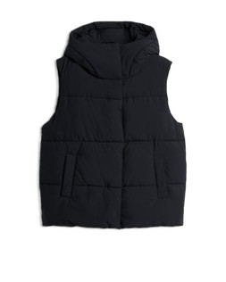 Black Peached Hooded Gilet