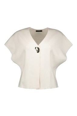 Cream Ponte Grown On Sleeve Top