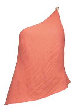 Zoe One Shoulder Bead Detail Coral Top