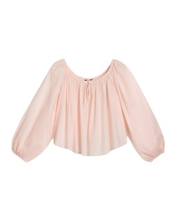 Pink Bardot Gathered Neckline Blouse