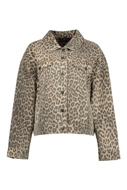 Brown Leopard Denim Jacket
