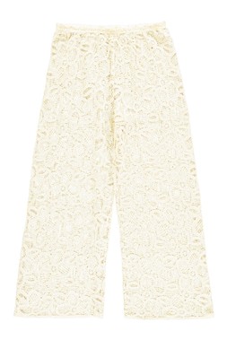Neutral Floral Crochet Beach Trouser
