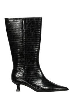Croc Black Kitten Heel Mid Boot