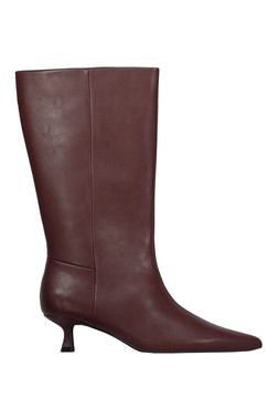 Burgandy Kitten Heel Mid Boot