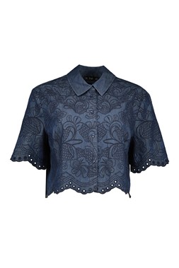 Blue Ibiza Denim Cropped Shirt