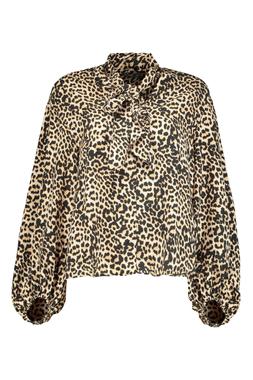 Leopard Tie Neck Blouse