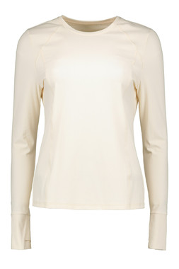 Cream Ribbed Long Sleeve Tee
