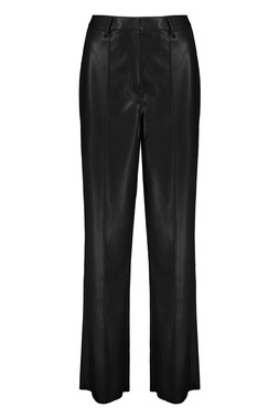 Black PU Wide Leg Trouser