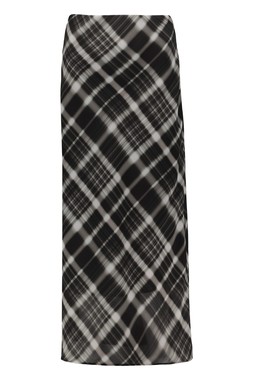 Blurred Check Midi Slip Skirt