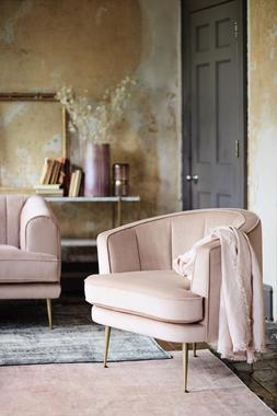 DFS Enchanted accent chair in sensual velvet in blush