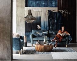 French Connection Studio Velvet 3 seater motion sofa in Ocean