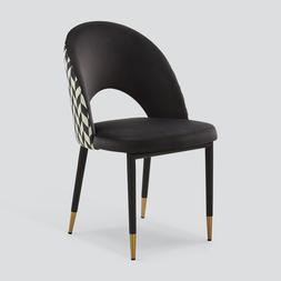 Dwell Comida dining chair in black and chevron print, available at DFS