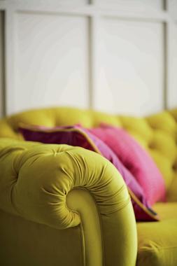 Joules Windsor three-seater sofa in yellow velvet, available exclusively at DFS