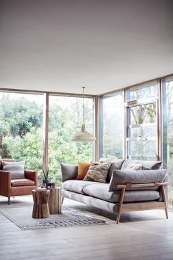 French Connection Hoxton four-seater sofa in mink, available exclusively at DFS