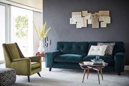 DFS Java four-seater velvet sofa in Dark Green