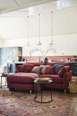 Joules Hallaton four-seater chaise in clay red, available exclusively at DFS