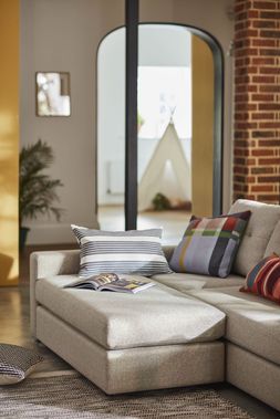 Spinn left hand facing chaise sofa in Latte