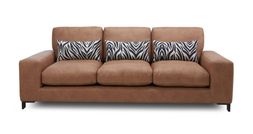 Willow three-seater sofa in tan Woodland Plain leather look fabric
