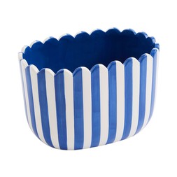 Scalloped Blue Plant Pot
