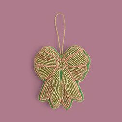 30974782 Sophie Robinson Beaded Gold Bow Hanging Decoration £4