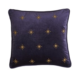 30975917 Purple Crushed Velvet Embroidered Cushion 43x43 £14