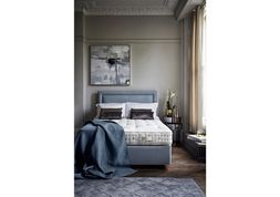 Furniture Village - Vispring Elite Pocket Sprung Divan, &pound;1999, Vispring Helios Headboard, &pound;699, Winchester Side Tables, &pound;399, Canvas, &pound;159,